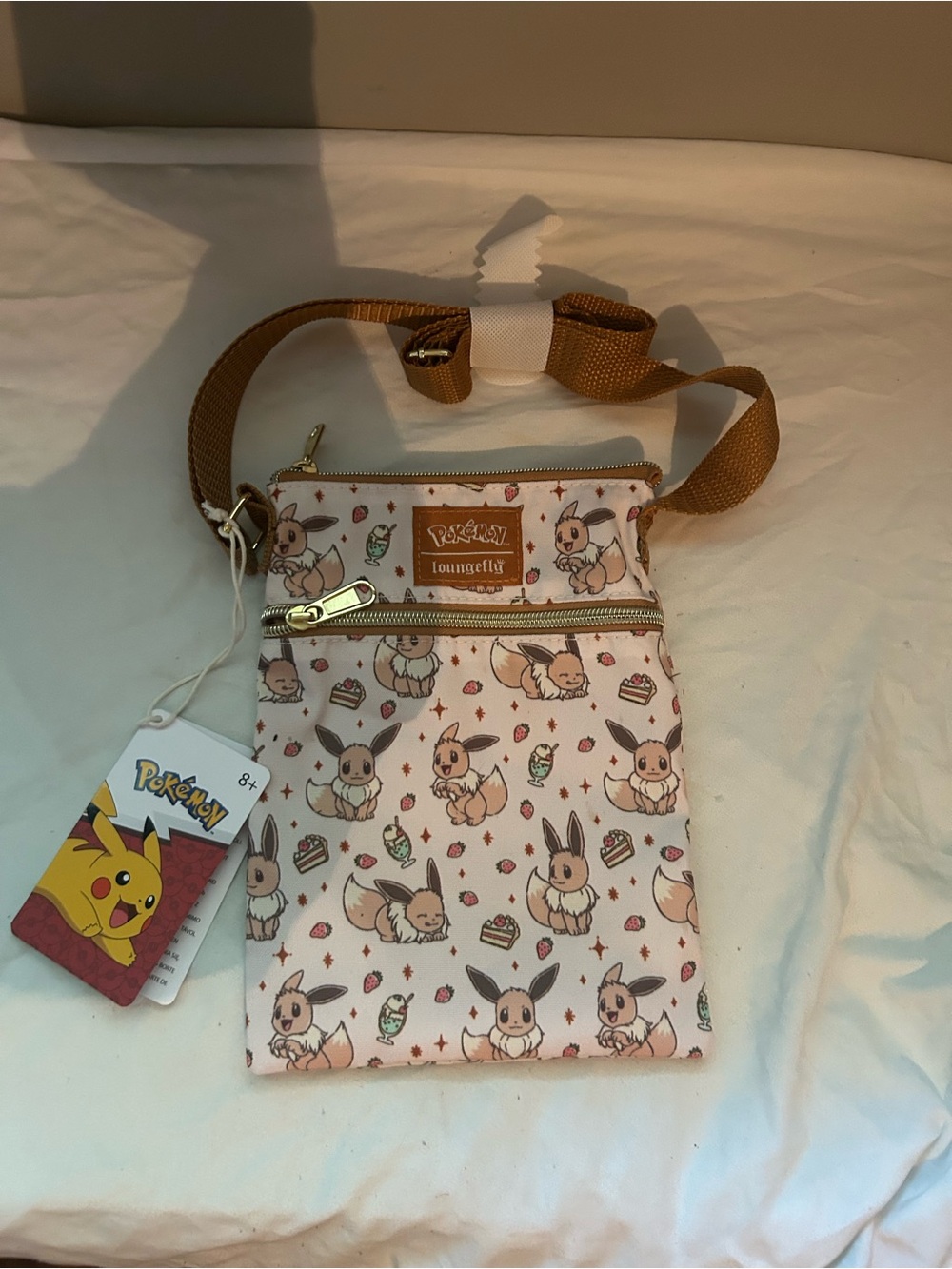Loungefly Eevee Pattern Crossbody Bag - Cream & Brown